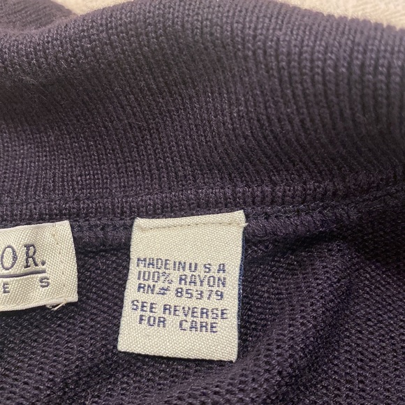 Ann Taylor Black Button Down Cardigan with White Stripes on Collar and Cuffs - Picture 14 of 15